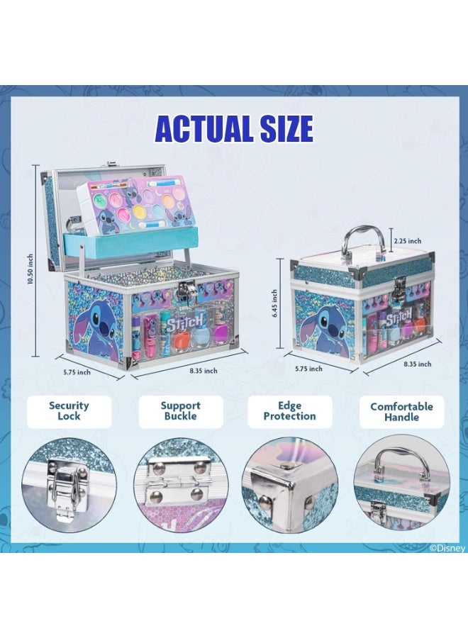 Stitch Train Case Beauty Set, Kids Makeup Kit for Girls, Real Washable Makeup Set, Play Makeup, Party Favor, Birthday, Ages 3 4 5 6 7 8 9 10 11 12 by Townley Girl - Image 4